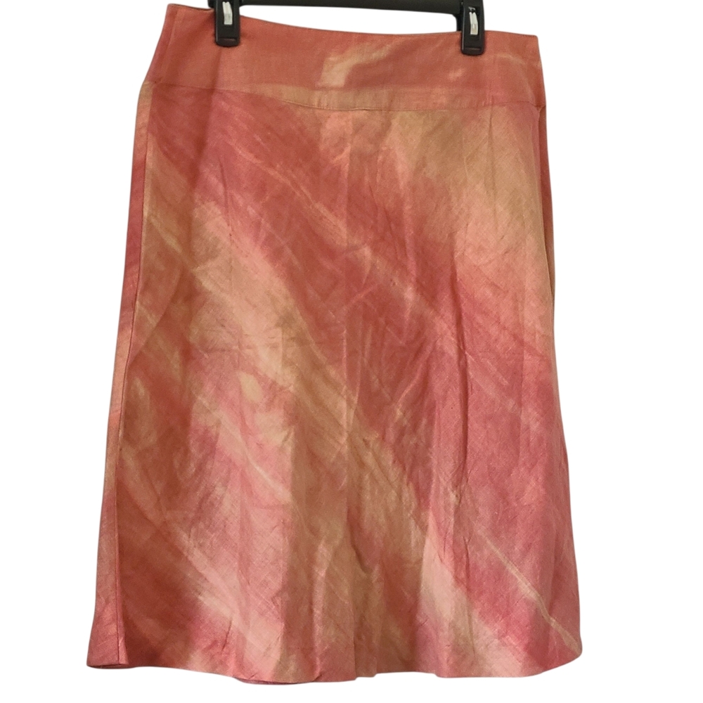 Merona Pink and Cream A-Line Linen Skirt
